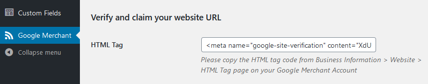 Copied meta tag